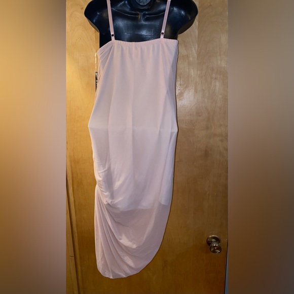 XTRAORDINARY Blush/Nude Mesh Overlay Spaghetti Strap Ruched Sheer Dress - Picture 5 of 8
